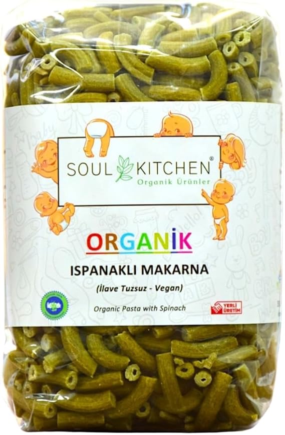 Soul Kitchen Organik Ispanaklı Makarna 330 gr (İlave Tuzsuz) (Vegan)