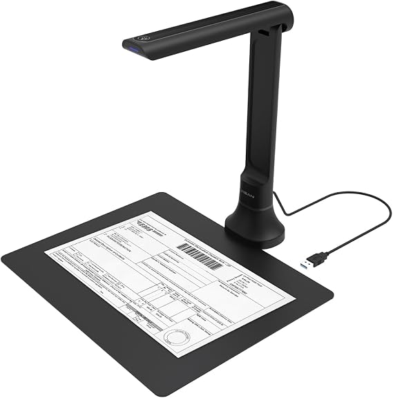 VIISAN DB8401 16MP Document Camera for Schools & Offices Certified Windows/macOS Compatible, Portable USB Scanner with OCR, TTS & Barcode Recognition, Foldable Arm for Space-Saving Design