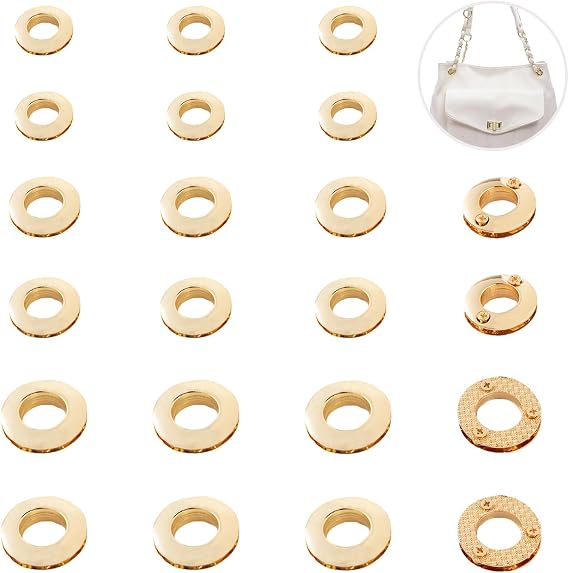 24 Pcs Alloy Eyelets Grommets 10.5/13.8/16mm Metal Screw Together Grommet Zinc Alloy Screw Rings Eyelet Grommets for DIY Sewing Crafts Curtains Clothing Leather Purse Bags Accessories