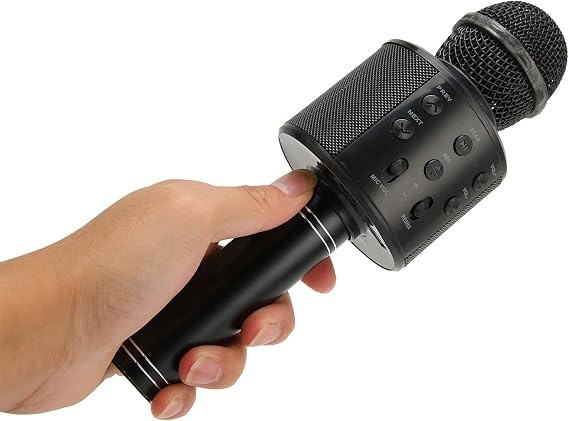 teknosepetim Karaoke Mikrofon Aux Usb Ve Sd Kart Girişli Bluetoothlu siyah şarj kablolu şık tasarım hoparlör