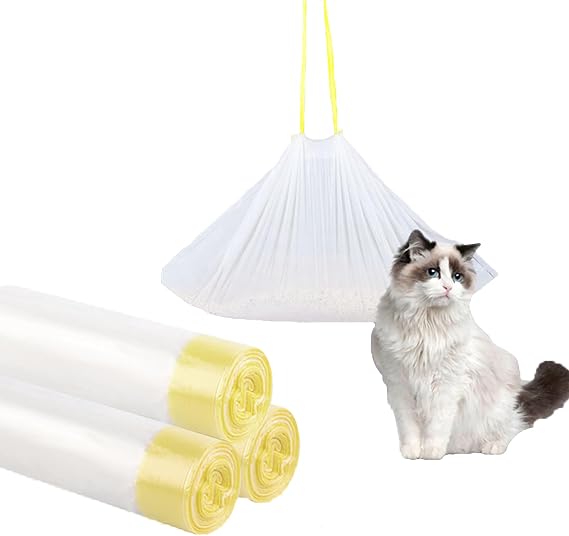 30Pcs Cat Litter Tray Liners - Cat Litter liners with Drawstring Scratch Resistant and Leak Proof Litter Bags for Medium Pet Cat Litter Box Liners(58X35CM)