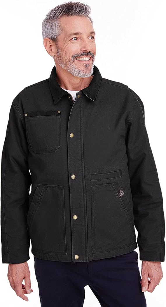 DRI DUCK Rambler Men's Cotton Canvas Hoodless Work Jacket, 5091, Medium, Black