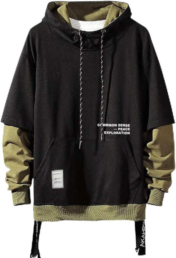Moshtashio Men's Hoodie Colorblock Pullover Sweatshirt with Design Hip Hop