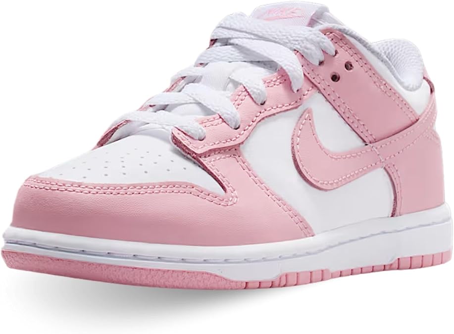 Nike Dunk Low Little Kids' Shoes (White/White/White/Medium Soft Pink) Size 1