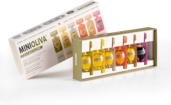 MINIOLIVA Collection - Extra Virgin Olive Oil with Natural Flavors (6 Flavors, 6 Individual Doses of 8 ml)