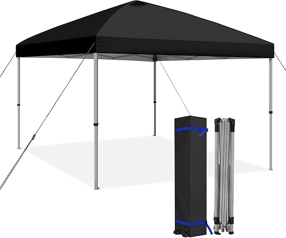 HYPER VENTURE 10x10ft Pop Up Canopy Tent with One Push Setup, Black
