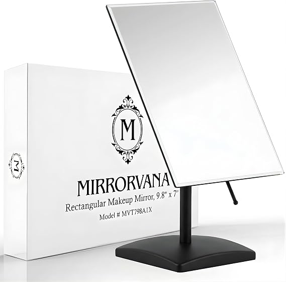 MIRRORVANA Large Adjustable Table Desk Mirror with Stand, 9.8" x 7" (Black)