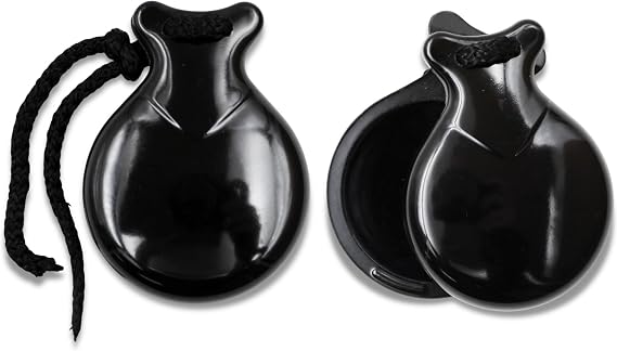 Semi-Professional Flamenco Jale Spanish Pollopas Castanets - Black Plastic, Authentic Sound, Lightweight & Durable for Dance Performances and Practice (#8)