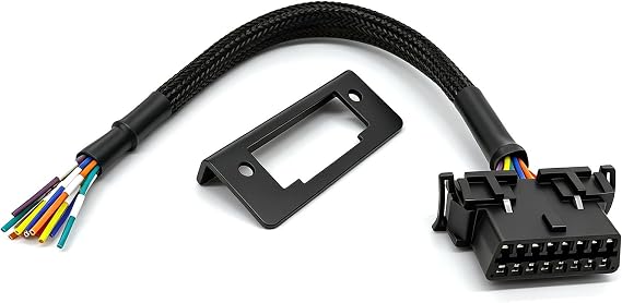 JUTA OBD2 J1962 Female to Open Pigtail Cable Bracket 16PIN OBDII Port Replacement Cable - [1ft/30cm]