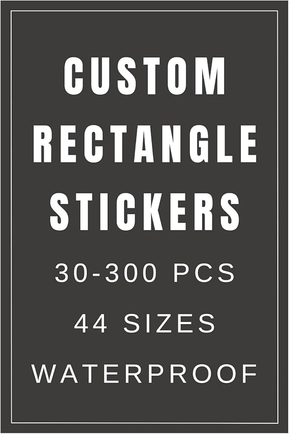 Custom Rectangle Stickers Labels for Business Logo, 66 Sizes, 1-10 in | Glossy Waterproof Square Personalized Vinyl Stickers, 10-300 pcs, Upload Your Design