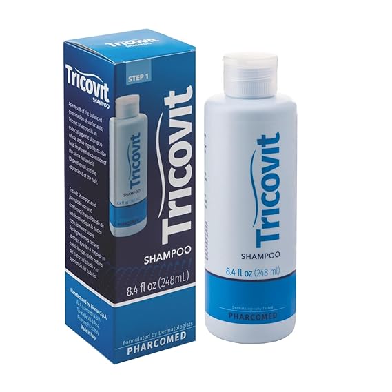 Tricovit Hair Growth Shampoo for Women & Men - Scalp Treatment for Hair Thinning - Regulates Sebum and Hydrates & Regenerates Scalp - Dermatologist-Formulated Thickening Shampoo (8.4 oz)