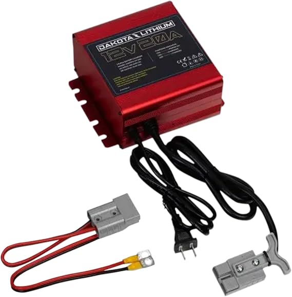 Dakota Lithium - Ultra Fast 12V 20 Amp Waterproof Charger for Lithium Deep Cycle Battery - Compatible LiFePO4 Charger - 1 Charger
