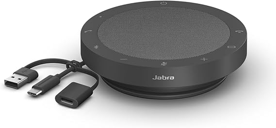 Jabra Speak2 55 Wireless Bluetooth Speakerphone with 4 Noise-cancelling Mics, Full-range 50mm Speaker, Wideband Audio, Compact and portable - MS Teams Certified, Works with Other Platforms - Dark Grey