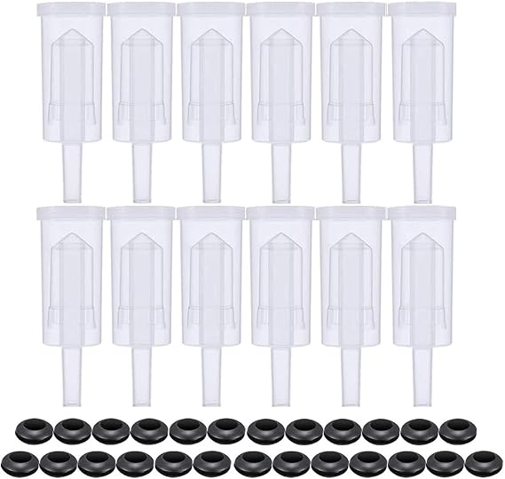 12 Pack 3-Piece Airlocks Set for Fermentation BPA-Free 5/8 inch OD, 3/8 inch ID Plastic Airlock Fermenter and Silicone Grommets for Fermenting, Brewing, Beer, Wine, Sauerkraut, Kimchi
