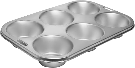Fox Run Stainless Steel Extra Large Muffin and Cupcake Pan, 6 Cup Jumbo Tin