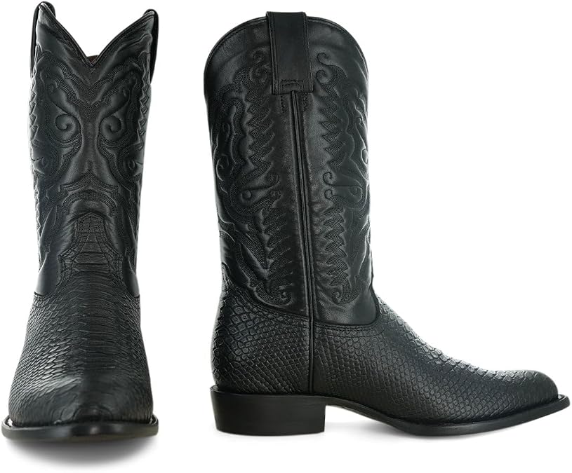 Soto Boots Men's Python Print Round Toe Cowboy Boots H4020