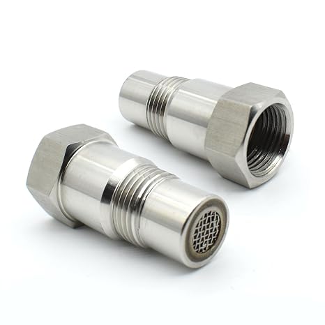 AUTOXBERT 2Pcs Oxygen Sensor Adapter Engine Light Eliminator Adapter Welding Plug Engine Auxiliary With Filter Auto Parts Spark Plug Non-Foulers M18X1.5 45mm