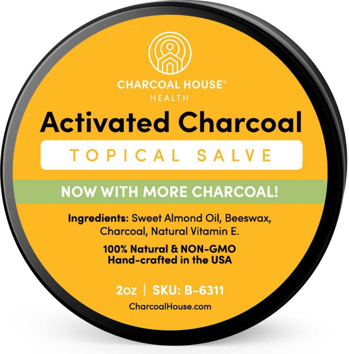 2oz Jar Activated Charcoal Salve, Draws Foreign Matter, for Bites, stings, cuts, Wounds, Skin Problems, Healing, Soothing, Easy Carry