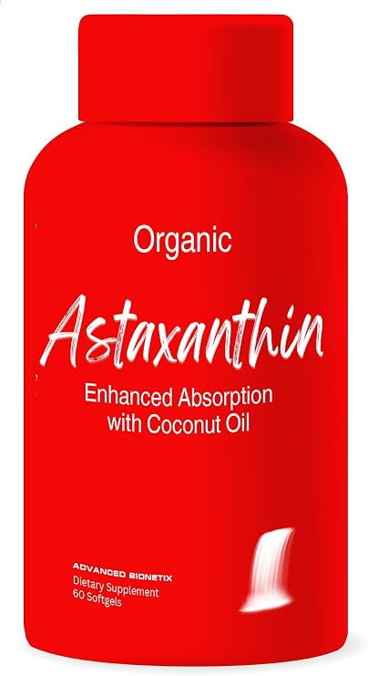 Advanced Bionetix Triple Strength AstaQuilTM Astaxanthin 12mg High Bioavailability Formula, 60 Softgels Organic Coconut Oil for Enhanced Absorption. Powerful Antioxidant for Eye, Joint & Heart Health