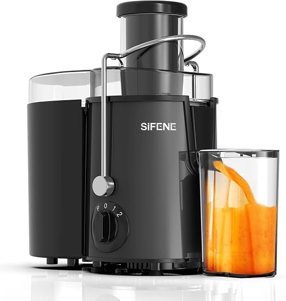SIFENE Compact Centrifugal Juicer, 3" Wide Chute, Peak Power 800W, Gray