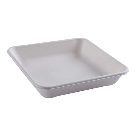 ECO PRODUCTS Compostable 9" To Go Containers, Case of 200, 47oz Vanguard Square Box, Disposable Renewable White Molded Fiber, No PFAS, Tree-Free, Lid Available, ASTM Compliant, BPI-Certified