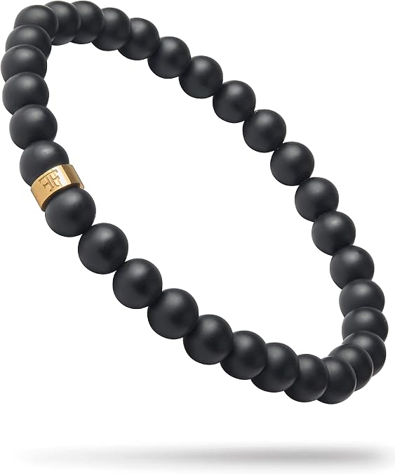 Forge & Foundry Andalus Men's Matte Black Solid Onyx Beaded Bracelet