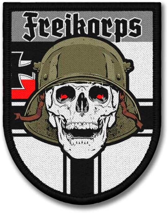 Freikorps 1918 Patch Skull in Steel Helmet M17 Design 3.5x2.75 Inch Hook and Loop #38296