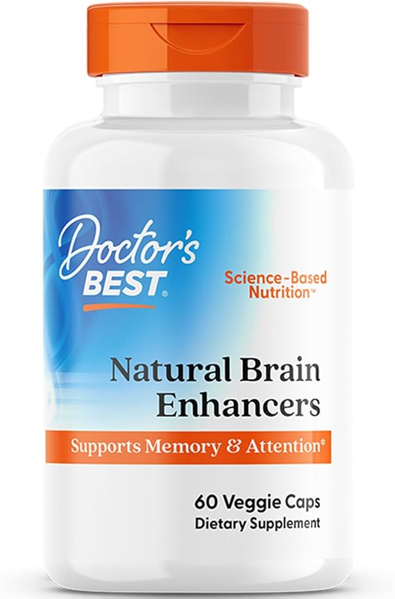 Doctor's BEST Natural Brain Enhancers - Brain Health Supplement for Memory and Focus Support, PhosphatidylSerine, Alpha GPC, Calcium Capsules for Men & Women, Gluten Free - 60 Ct Veg Caps