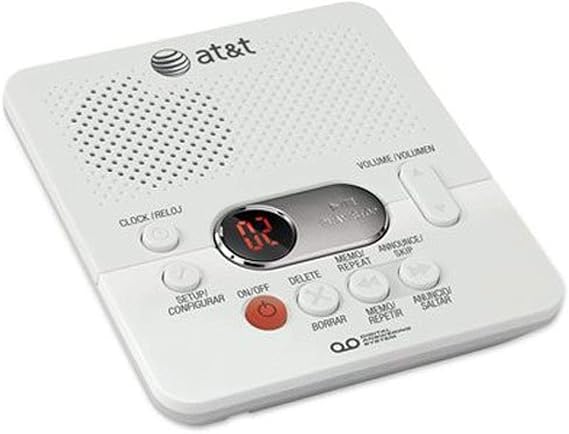 AT&T (1740WH) Digital AnsweSystem with Time and Day Stamp, White, one size | 60-Minute Recording Time, Time/Day Stamp, Call Screening, Remote Access