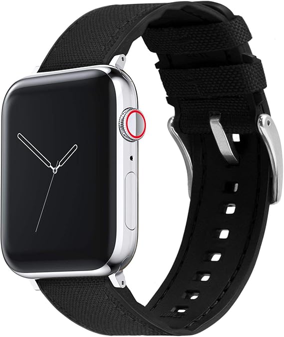 BARTON WATCH BANDS - Cordura Fabric & Silicone Hybrid Watch Bands Compatible with Apple Watch Models - 1, 2, 3, 4, 5, 6, 7, 8, 9, 10, SE, Ultra & Ultra 2
