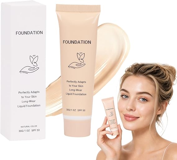Colour Changing Foundation - Intelligent Color Changing Foundation for Mature Skin, Medium Buildable Coverage, Lightweight, Long-Lasting Natural Finish (Natural Colour)