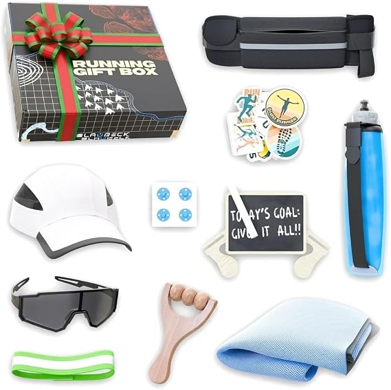 BLAUBECK Ultimate Running Gift Box Cool Runner Presents and Marathon Essentials for Women Christmas Running Gift - Contains Sunglasses Hat Running Belt Foldable Water Bottle