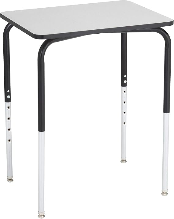Learniture Collaborative Adjustable Height Student Desk for Classrooms and Offices, Heavy-Duty School Desk with Adjustable Legs, Set of 2, Gray/Black