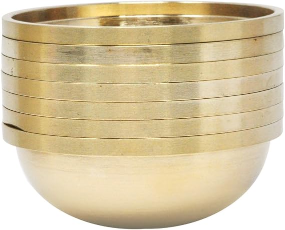Brass Copper Offering Bowl Set of 7 Tibetan Buddhist Alar Supplies for Meditation Yoga Burning Incense Ritual Smudging Decoration by Mudra Crafts 2.75 Inches Solid Brass