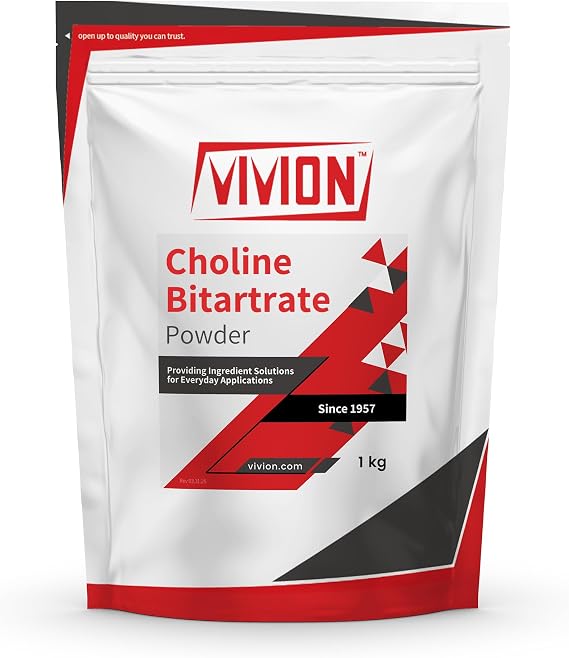Choline Bitartrate (DL+) Powder 1000 Grams - Food Grade Coated Nootropic Nutraceutial Supplement Bulk Ingredient - 1 kg (2.2 lb)