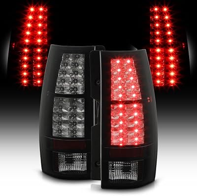 ACANII - For 2007-2014 Chevy Suburban Tahoe GMC Yukon Black Smoked LED Tail Lights Brake Lamps Driver & Passenger Side
