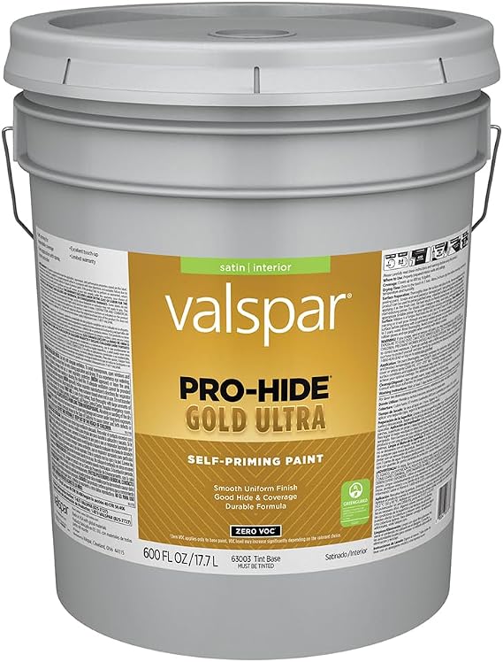 Valspar 63003 Tint White Pro-Hide Gold Ultra Interior Super One Coat Primer, Satin, 5 Gallon