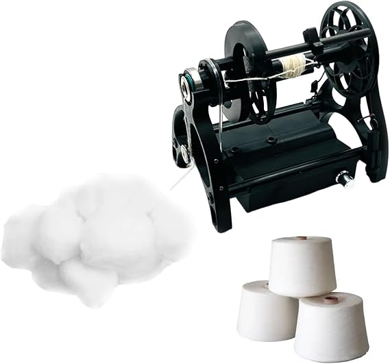Electric Spinning Wheel for Fiber Spinning DIY Studio - Stepless Speed 12V Mini Spinning Wheel Wool with 3 Small Spools, 800RPM/min - Yarn Winding Machines,Black