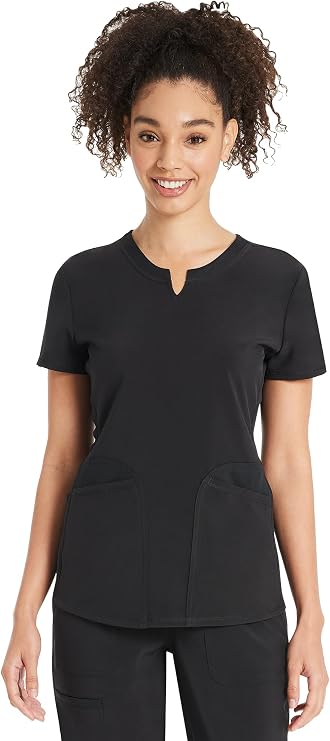 ScrubStar Womens Scrub Top Notch Neck 3 Pockets Moisture Control Fabric