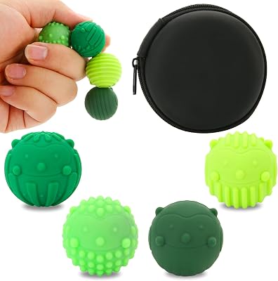 Magnetic Balls Fidget Toys for Adults Teens, 4 Pcs Silicone Stress Balls Sensory Toys for Autism ADHD Stocking Stuffers for Women Men Kids Office Desk Travel Toy with Textures Party Favors Gift
