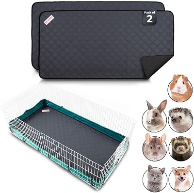 Washable Rabbit & Guinea Pig Cage Liner & Bedding for Midwest 24x47, 2 Pack, Easy to Clean Unlike Fleece, Waterproof, Absorbent, Non-Slip Pee Pad, Reusable Bunny Mat for Small Animals
