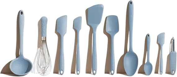 GIR: Get It Right 10-Piece Spatula Set & Silicone Utensils for Kitchen - Slate - Heat Resistant to 425F - Dishwasher Friendly - Includes Ladle, Whisk, Potato Peeler & Kitchen Spoons