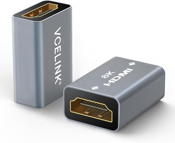 VCELINK HDMI Coupler 8K, HDMI 2.1 Female to Female Extension Adapter 2 Pack