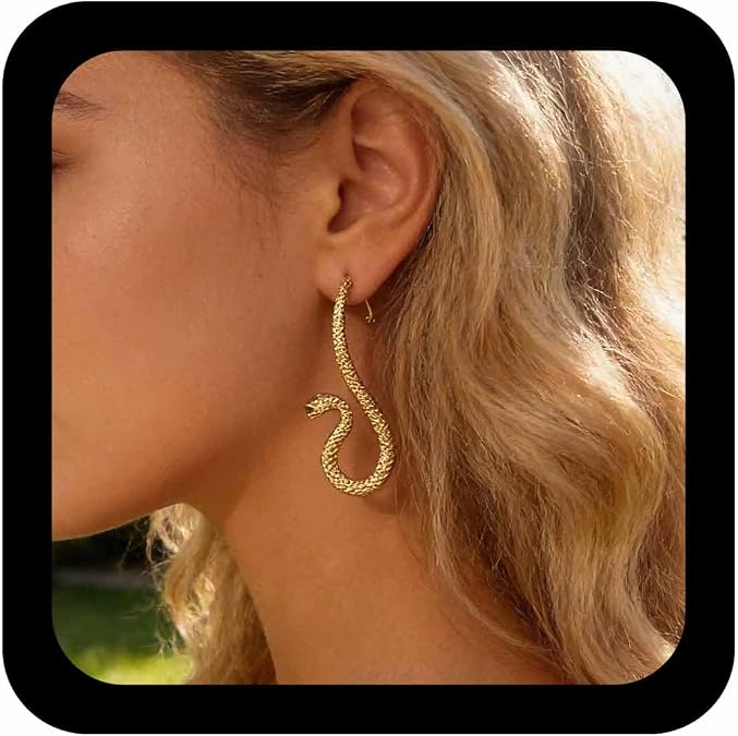 Andelaisi Boho Snake Earrings Vintage Devil Snake Dangle Earrings Wave Serpent Stud Earring Personalized Snakes Halloween Earring Jewelry for Women