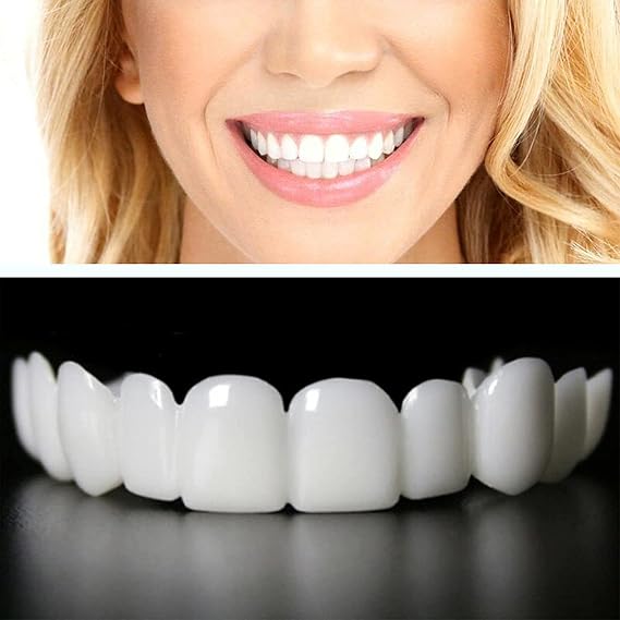 Instant Teeth Veneers, 2 Pairs Clip in Veneers Teeth for Upper And Lower, False Teeth, Snap on Veneers Teeth for Men Women Temporary Denture