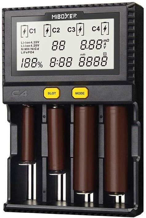 MiBOXER Battery Charger 18650 Charger Mini 4WD Battery Max 1.5A Charge C4