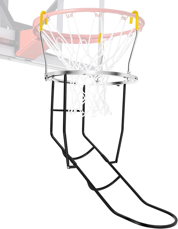 Upgraded Basketball Shot Trainer Rebounder, Heavy Duty Basketball Return Attachment with 360 Rotating Chute, Portable Ball Returns Training Aid Fits Standard 18" Hoop Rims Indoor or Outdoor