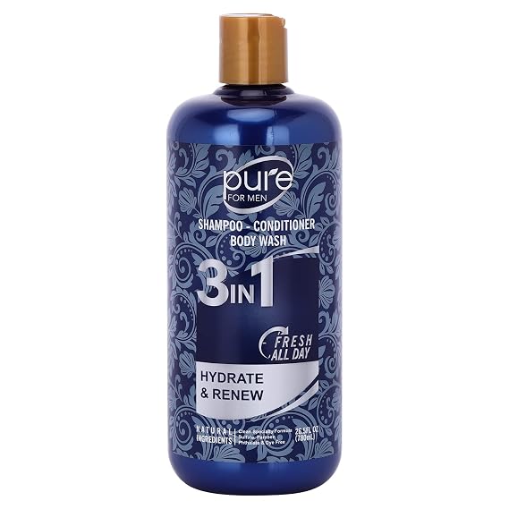 3-in-1 Men's Shower Gel: Shampoo, Conditioner, Body, Hair & Face Wash - Paraben & Sulfate Free, Keeps You Fresh All Day!