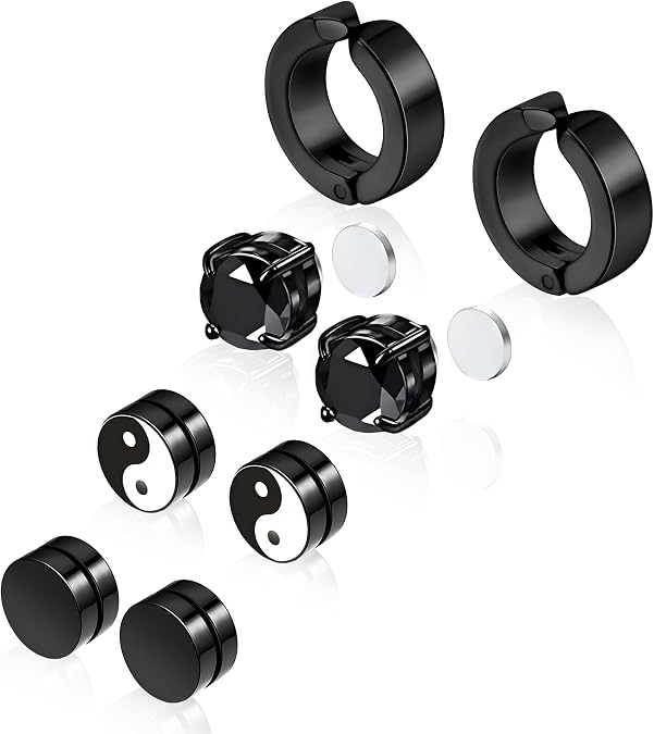 Trinckle Magnetic Earrings for Men Women, 4 Pairs Clip on Earrings Jewelry
