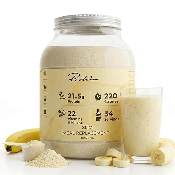 Protein Slim Meal Replacement Shake Powder | 20g Protein, 26 Vitamins & Minerals | for Weight Control | Low Calorie Protein Shake | 34 Servings | Banana